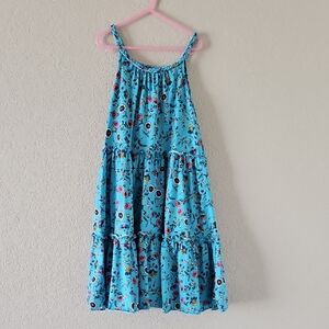Vibrant Blue Floral Kids Dress